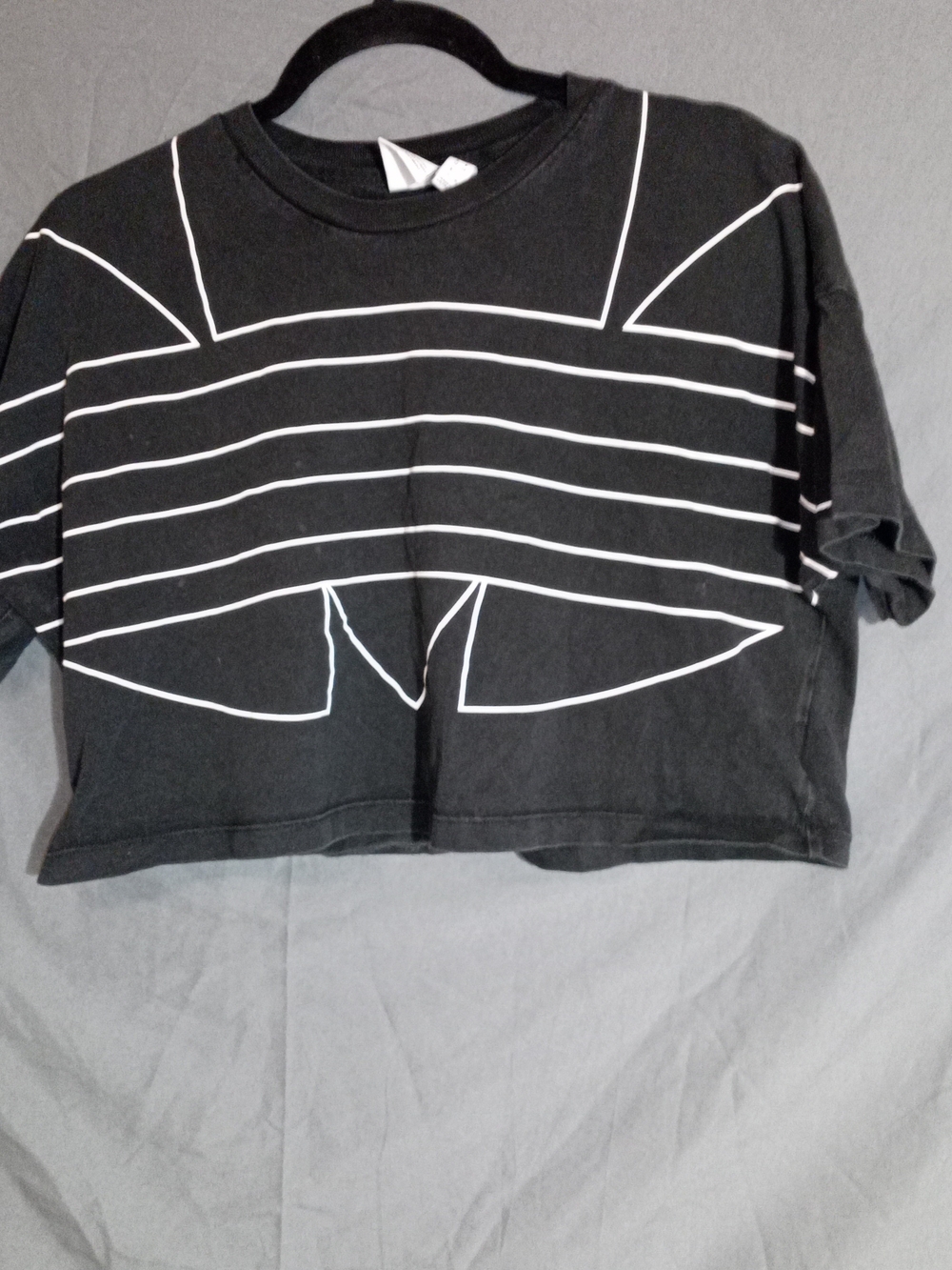 adidas Originals Black Cropped Tee With Oversized Trefoil